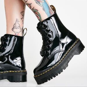 Dr Martens Molly Platform Patent Leather Boots size 6 RARE!
